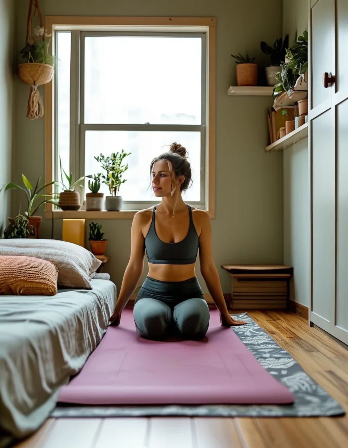 How to Keep a Home Yoga Corner From Turning Back Into Storage (Even in a Multipurpose Room)